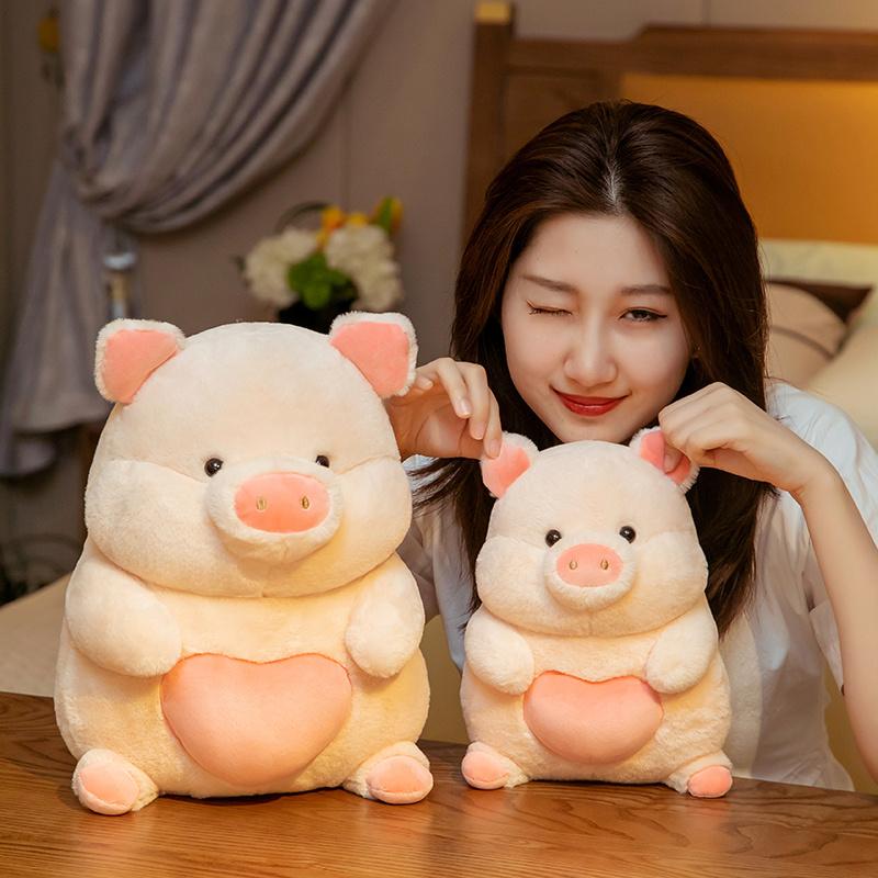 25/35/45cm Pink Doll Stuffed Sitting Lovely Pig Plush Toy Say Love Valentines' Day Present