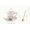 Creative Ceramic Coffee Cup Saucer Embossed Floral Mug Home Breakfast Milk Oatmeal Mug Afternoon Camellia Flower Tea Cup Gifts