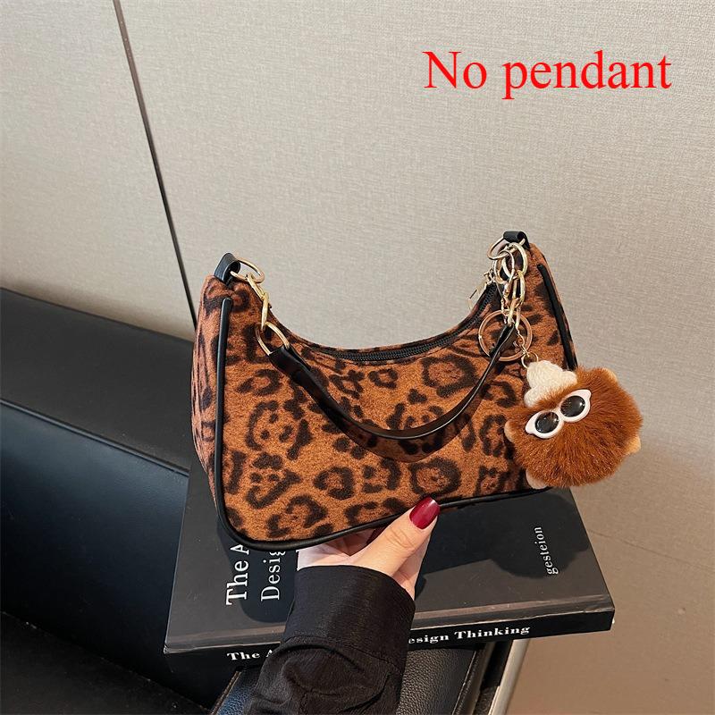 Retro Leopard Shoulder Bags for Women Casual Portable Ladies Chain Underarm Bag Clutch Autumn Female Phe Handbags Purse