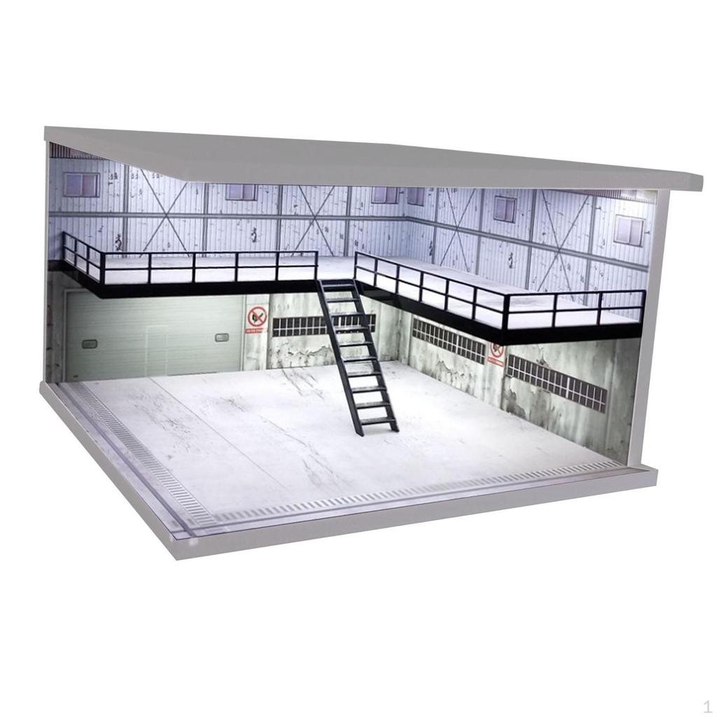 1/64 1/36 1/32 Car Diorama Scene with Lighted Storage for Diecast Collection