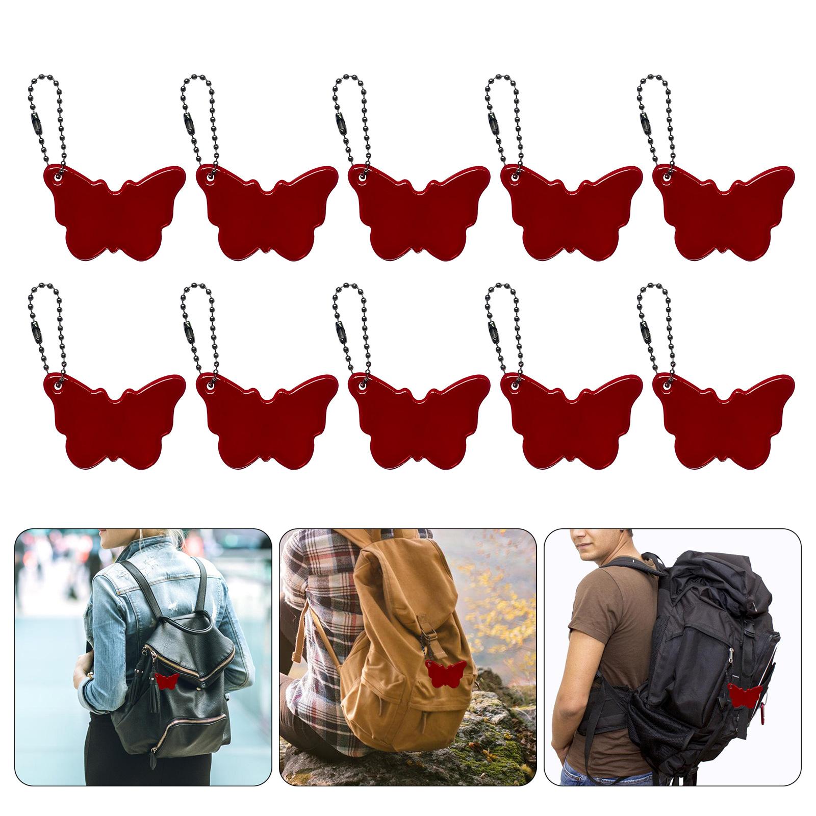 

Pack of 10 Reflective Butterfly Keychian Charm Pendant for Vehicle Safe Sturdy Night Visibility Hanging Accessories