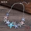 New enamel color geometric star necklace, women's creative exaggeration, high-end five-pointed star necklace