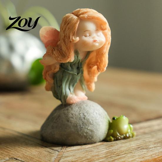 Miniature Flower Elf Figurines Cute Forest Fairy Resin Figurine, Mini Statue for Desktop Decorations Desktop, Car Dashboard, Potted Plant Micro
