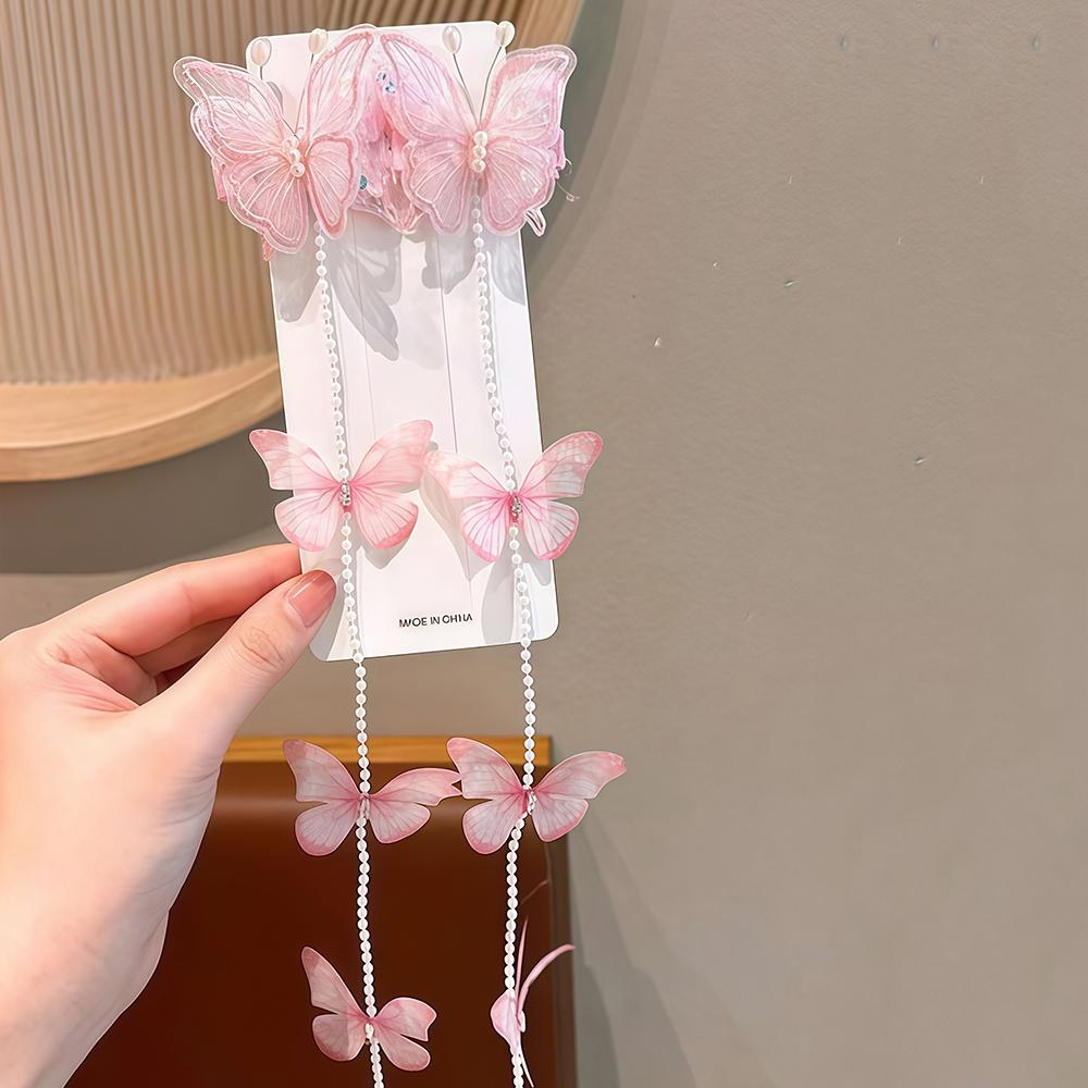 2 Stück Neue Süße Dreidimensionale Schmetterling Quaste Kinder Haarspange Auftritt Party Lockiges Haar Geflochtene Exquisite Kopfbedeckung
