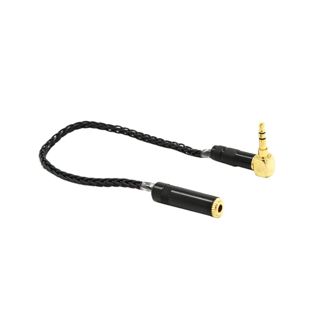 20cm Elbow 3.5mm Male To Female Stereo Extension Audio Adapter Cable Black