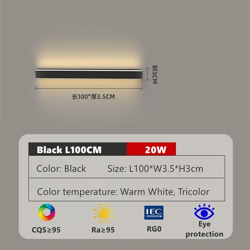 Modern LED Wall Lamp Simple Long Strip Indoor Wall Light Bedroom Living Room TV Background Decor Sconce Lighting Fixture 85-265V