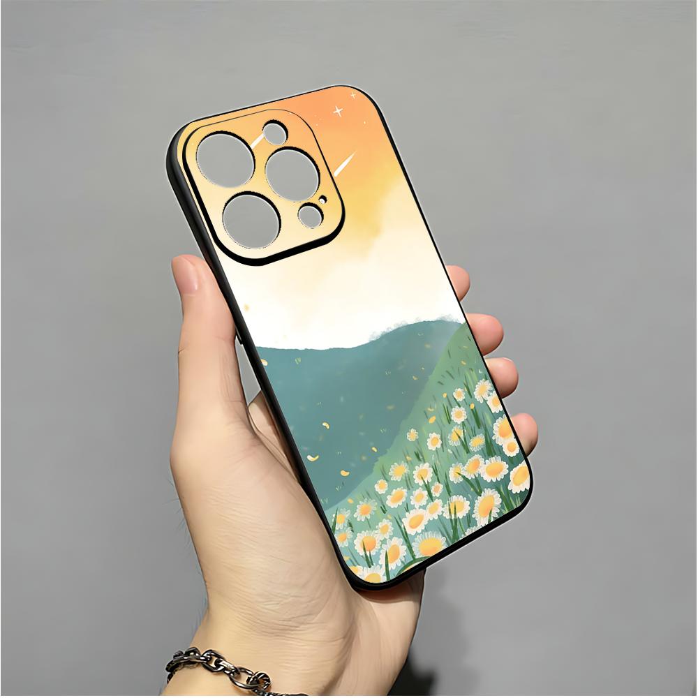 Daisy Phone Case For IPhone 16,15,14,13,12,11,XS,XR,X,8,7,Pro,Max,Plus,mini Silicone Black Cover