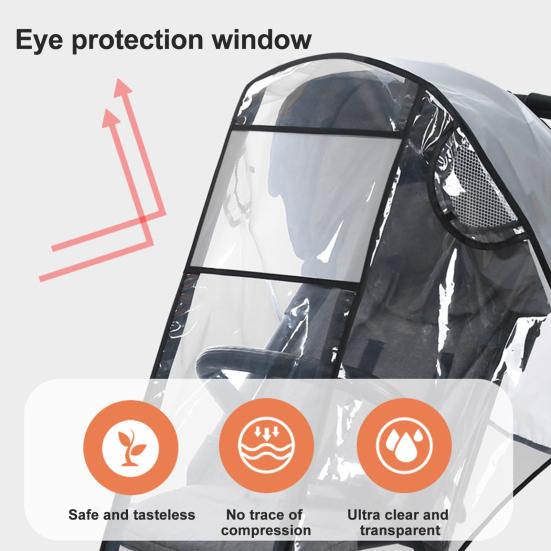 

Дождевик для детской коляски Водонепроницаемый и пылезащитный универсальный чехол для коляски с сетчатыми вентиляционными отверстиями Простая установка Прозрачная коляска