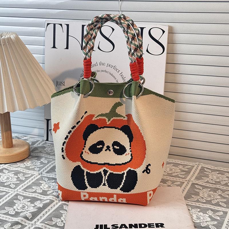 Handtasche mit großer Kapazität im japanischen und koreanischen Strickstil - Tragbare, pendlerfreundliche Tragetasche mit einem kleinen quadratischen Design für diverse Gegenstände