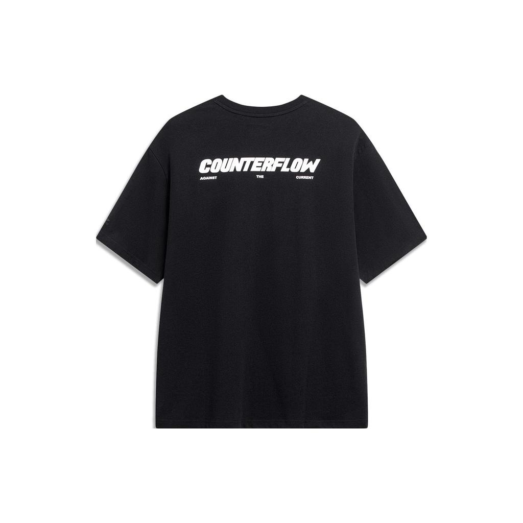 Li-Ning Pure Color Crew Neck Loose Pullover Short Sleeve T-Shirt Unisex Tops Black AHST537-2