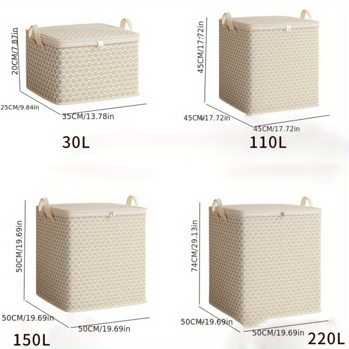 

Очень большой контейнер для хранения тканей объемом 220 литров для одеял, постельного белья, одежды и нижнего белья - портативный и легкий, с молниями и ручками, удобный для переноски 30 liters