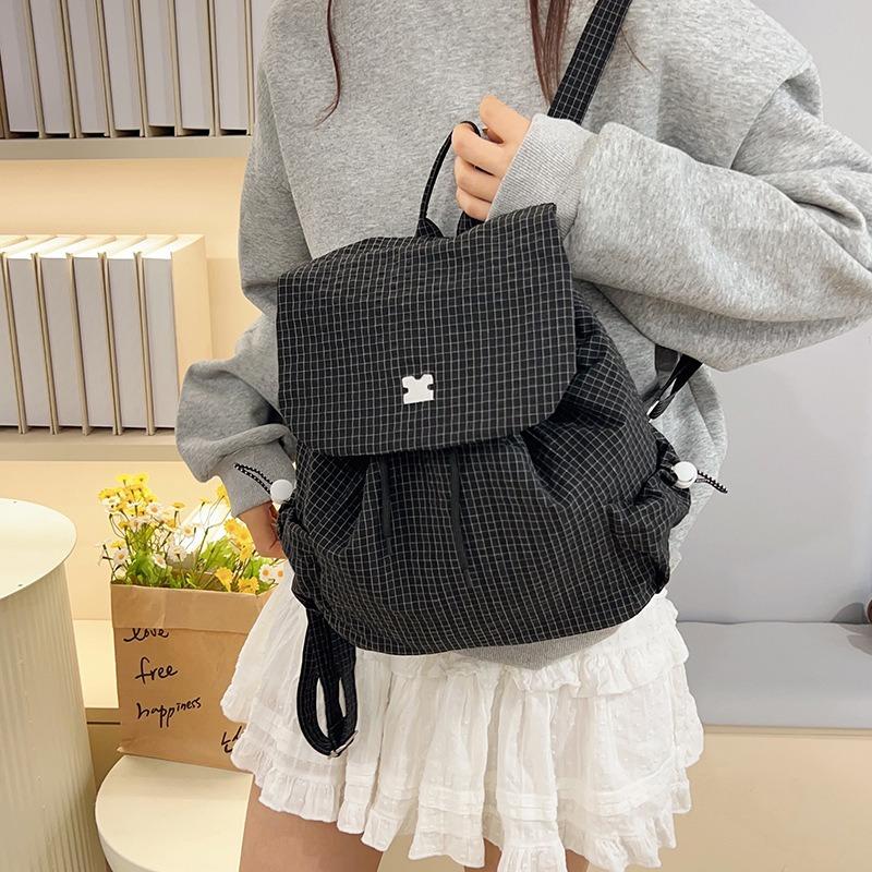Canvas plaid bag women's summer new women's bag backpack commuter casual small backpack shoulder bag