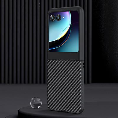 For Motorola Razr 40 Ultra 5G Anti-Drop Phone Case Fiber Carbon Texture PC Phone Cover