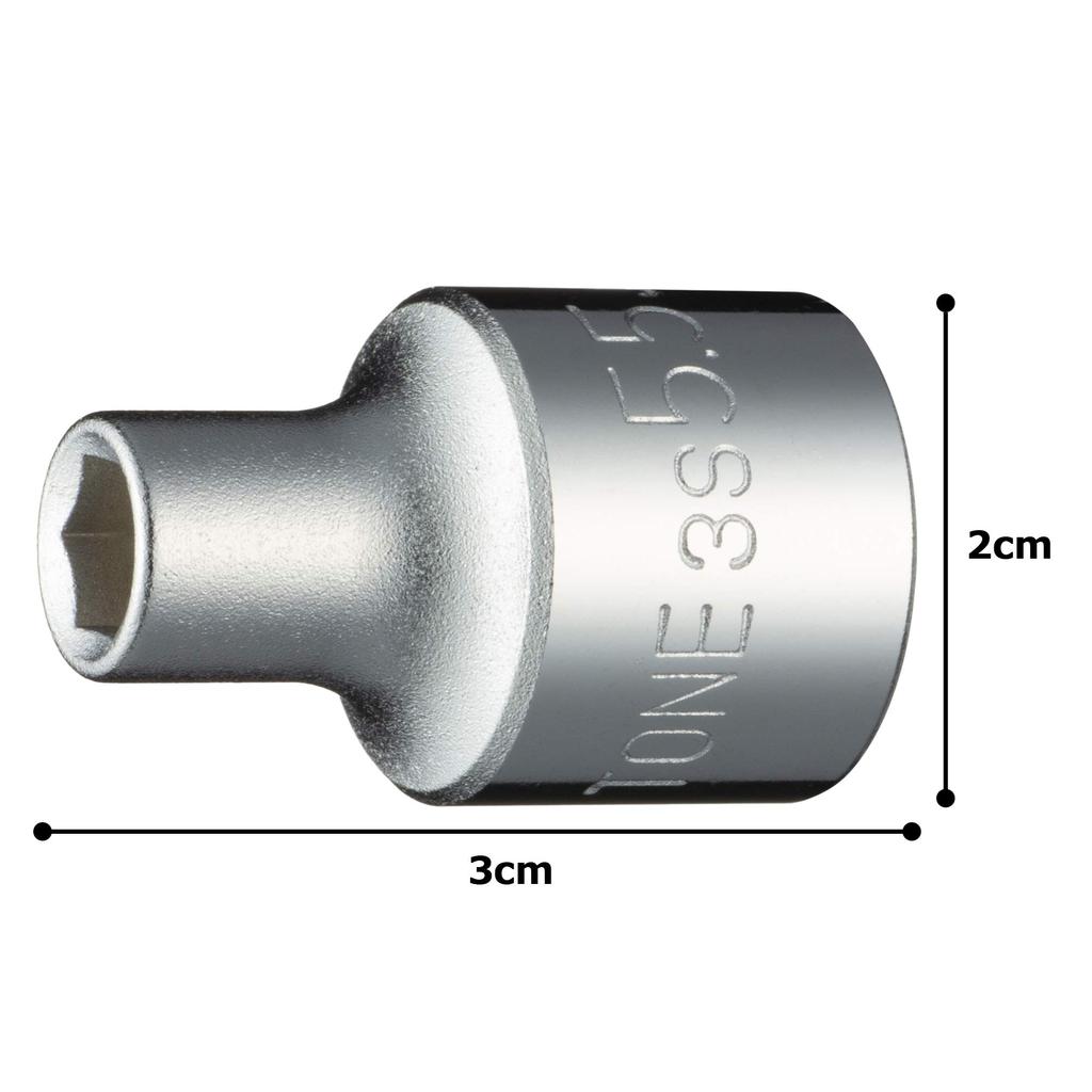 TONE Socket Drive Angle Width Across Flats (Hexagonal) 3S-5.5 9.5mm (3/8") 5.5mm