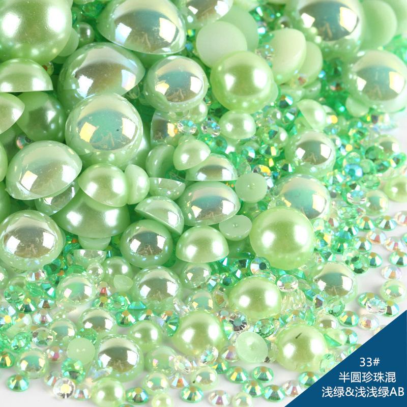 Mixed Abs Semicircular Pearl Resin Flat Bottom Diamond Set Imitation Pearl Mixed Size Diy Jewelry Accessories
