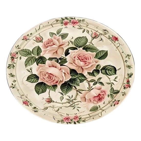 Lotus Flower Floor Mat Non-Slip Round Area Rug Washable Floral Carpet Chinese Style Rug for Bedroom Living Room Kitchen Bathroom Cloakroom