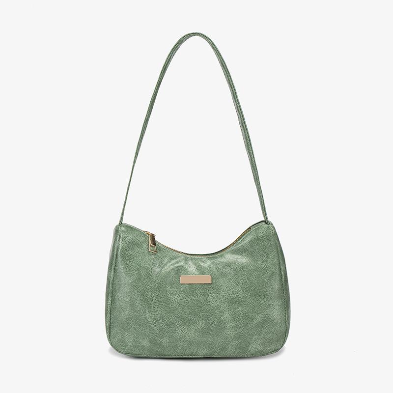 

Сумка-багет из мягкой искусственной кожи с масляной кожей под мышкой, новый тренд 2025, универсальная модная женская сумка, маленькая портативная сумка-багет под мышкой зелёный