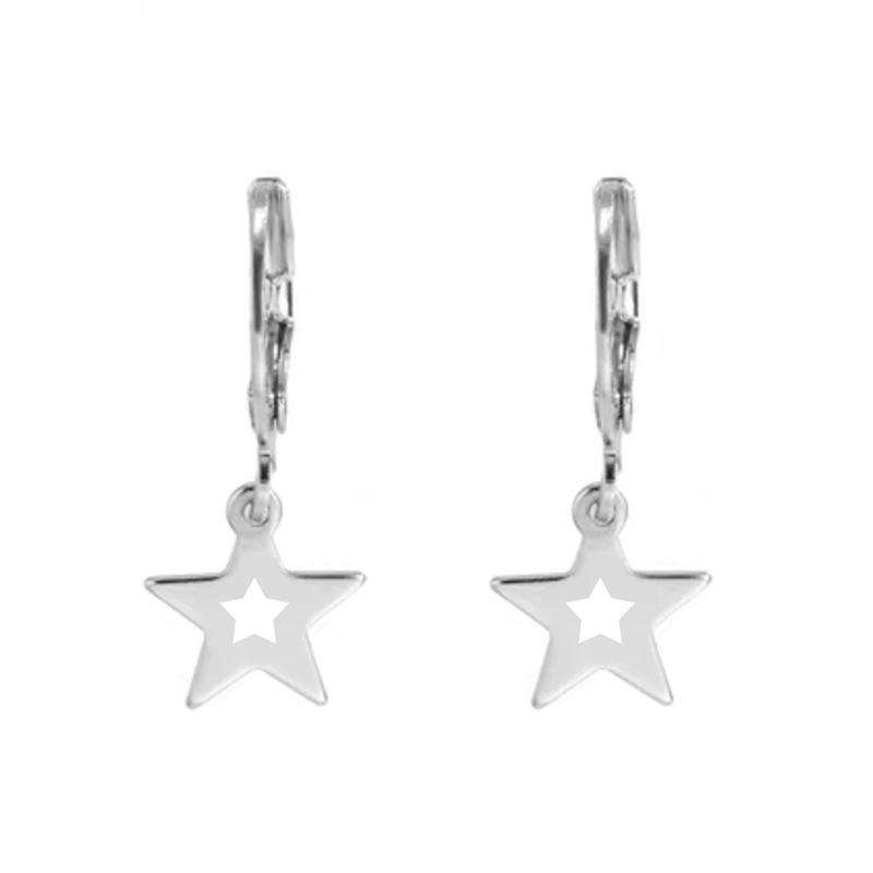 Lovely Small Star Drop Hoop Earrings For Women Men Matching Jewelry Female Girls Gifts
