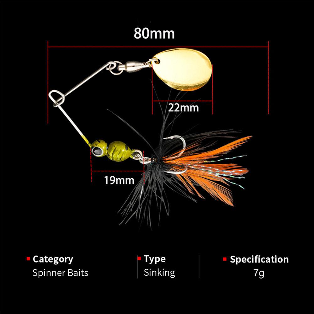 5Pcs Spinner Fishing Lure with Feathered Treble Hooks Artificial Hard Baits Spinnerbait for Bass Salmon Trout