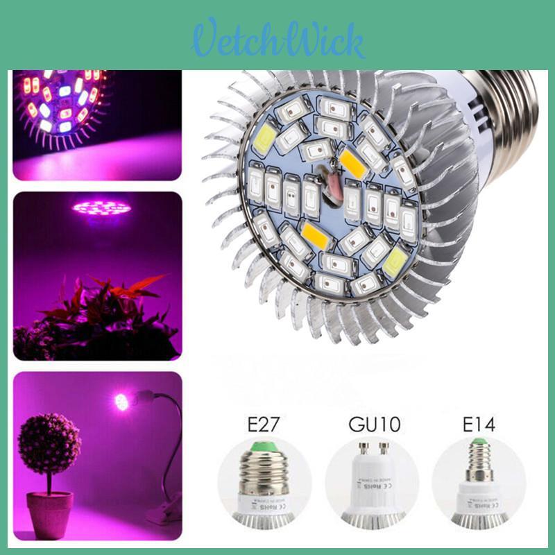 Plnospektrální 28LED pěstební světlo pro hydroponii s paticí E27 Gu10 E14 Ideální pro vnitřní zahrady