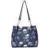 Large capacity gothic skull print tote bag versatile simple fashion shoulder bag