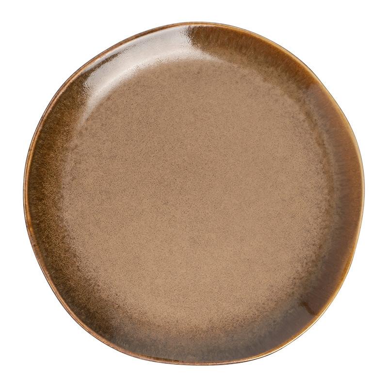Retro Ceramic Plate, Niche Irregular Plate, Japanese-Style Special-Shaped Plate, Household Tableware, Restaurant, Vegetable Plate, Dinner Plate