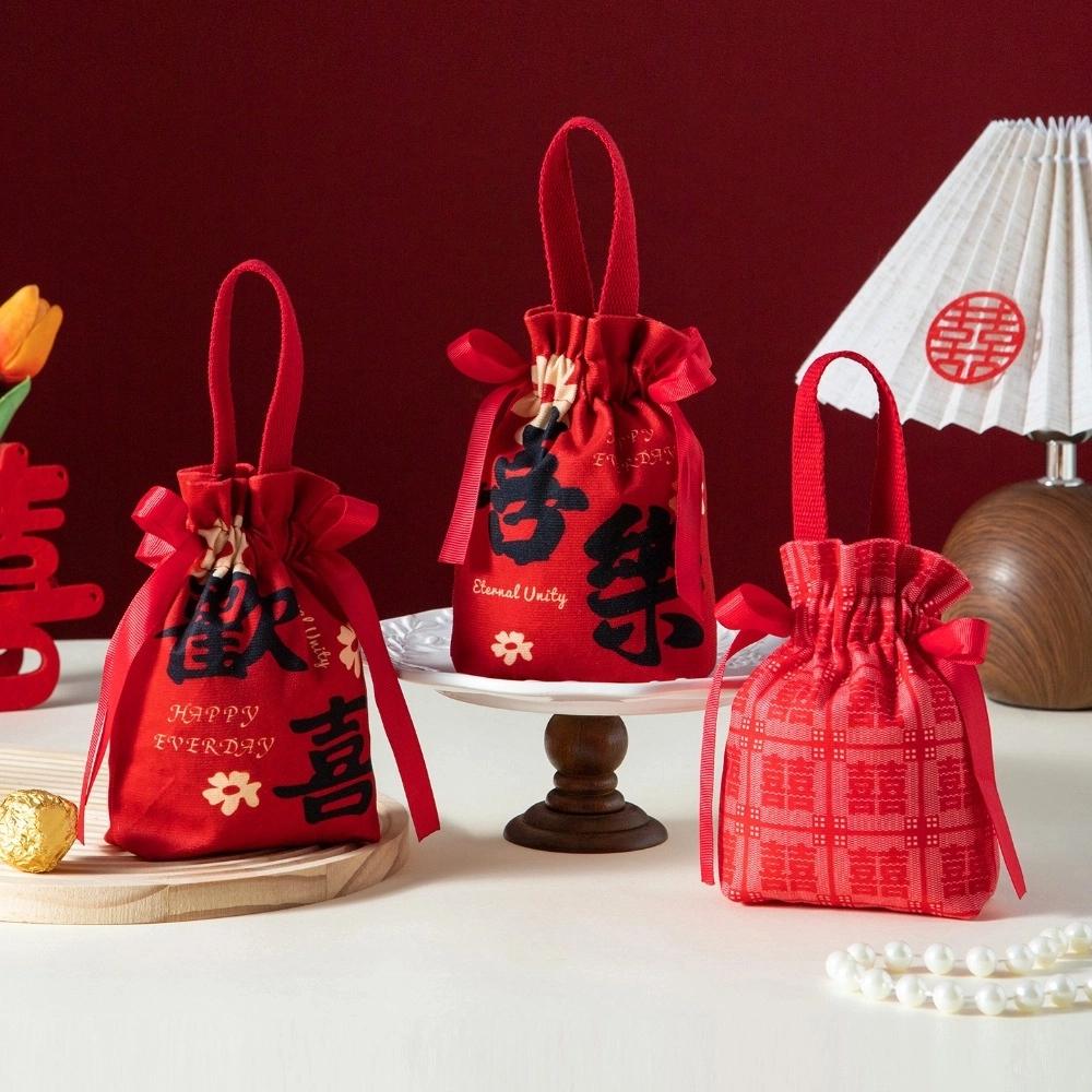Blessing Words Chinese Wedding Candy Bag Cloth New Year Money Bag  Lady Girls Women