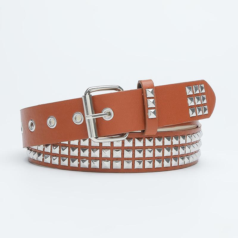 Trendy Unisex Studded Leather Belt: Versatile Soft Pin Buckle for Jeans