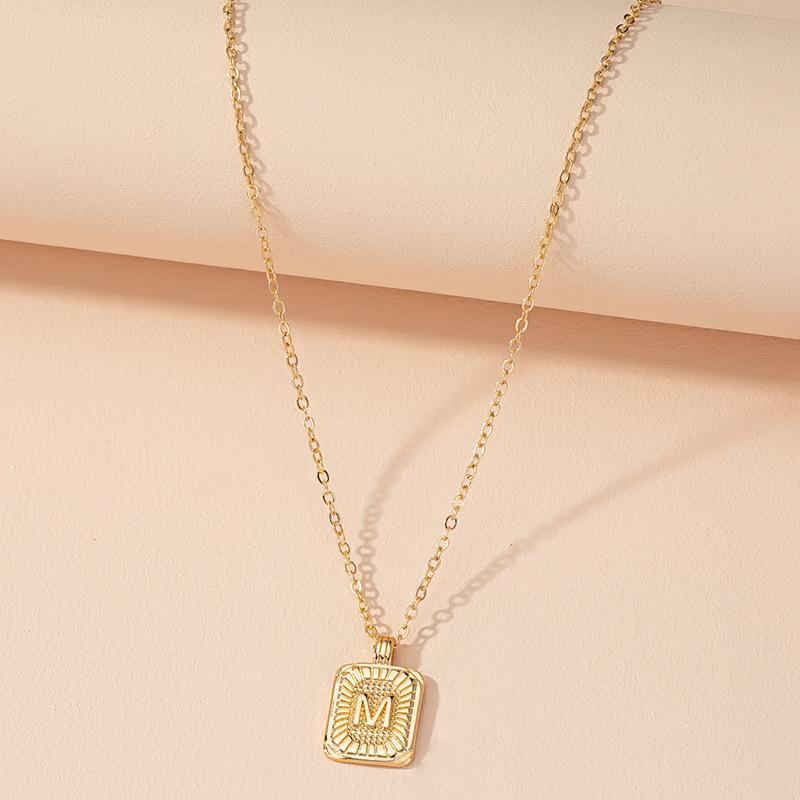 Square Brand 26 English Letter Necklace Hip-hop Necklace Ins Style Female European and American Design Sense Clavicle Chain