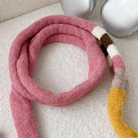 Long Scarf Rainbow Striped Skinny Fuzzy Fluffy Neckerchief Soft Touch Autumn Winter Knitting Scarf Outfit Accessories
