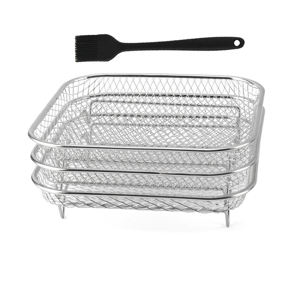 3Layer Air Fryer Racks Stainless Steel Basket Tray Stackable Multifunctional Durable Ovens Racks Air Fryer Accessories