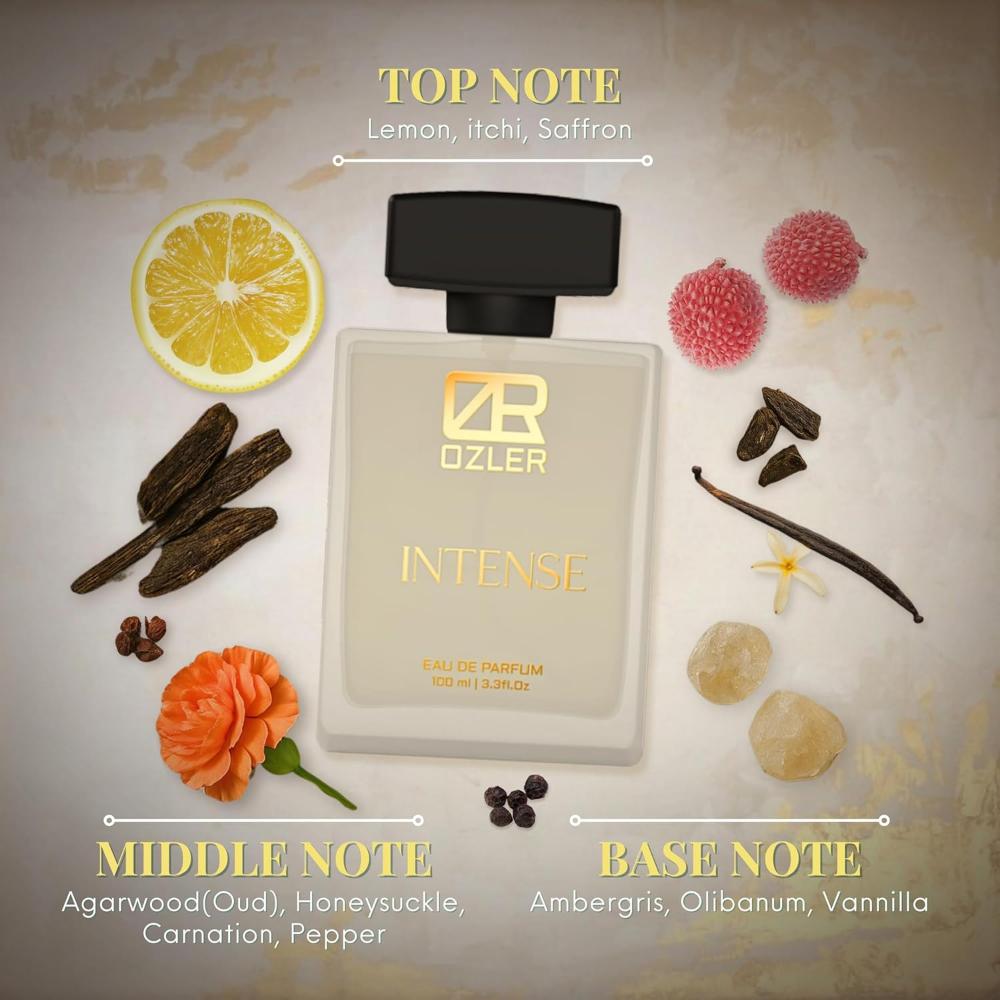 Intens | De Lungă Durată Și Proiecție Puternică EDP 100ml | cu Șofran, Lemn de Agar(Oud), Vanilie | Lemnos & Picant Parfum de Lux Premium pentru Bărbați