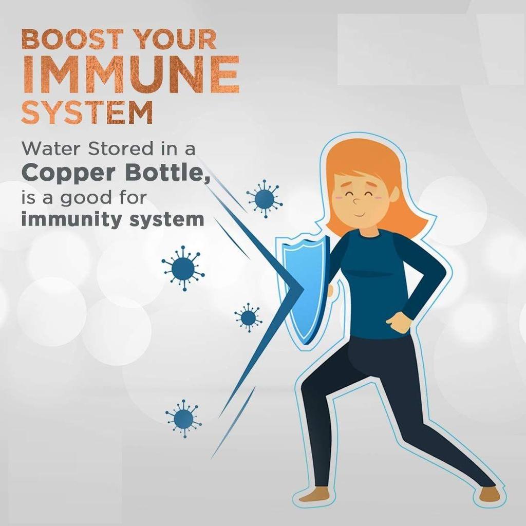 Copper Bedroom Jar with Inbuilt Glass | Red & Blue Design | Handcrafted, Leakproof, Jointless | Ayurvedic Benefits, Antioxidant Properties | 1200 ml