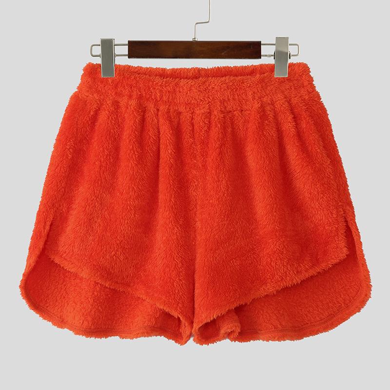 

INCERUN Mens Women High Elastic Waist Furry Splits Home Wear Pajama Hot Shorts 2XL помаранчевий