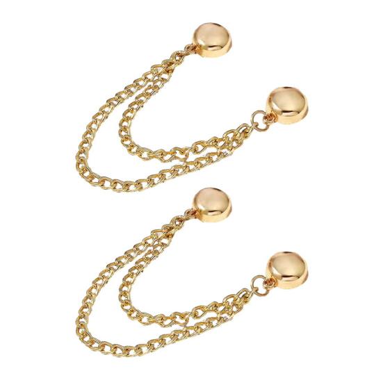 2Pcs Magnetic Clothing Clips with Chain Multi-Function Metal Clothes Magnet Pins Men Women Scarf Shirt Sleeve Pants Button Clip Accessories
