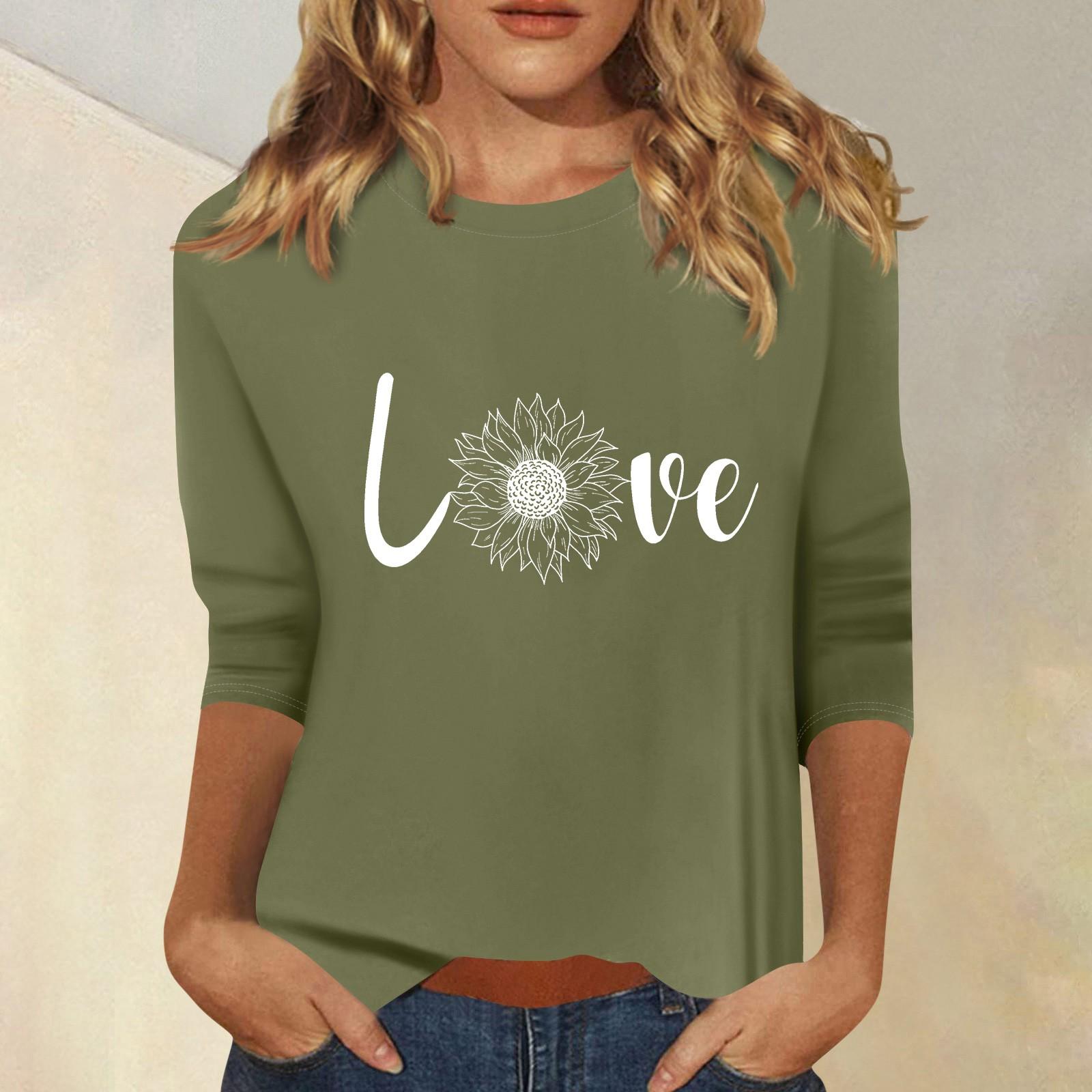 

Женская мода повседневный принтованный топ с семью рукавами и круглым вырезом S