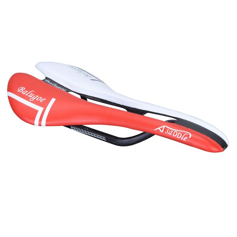 BALUGOE Carbon Fiber Bicycle Saddle Road Mountain Bikes Full Rail With Leather Cover