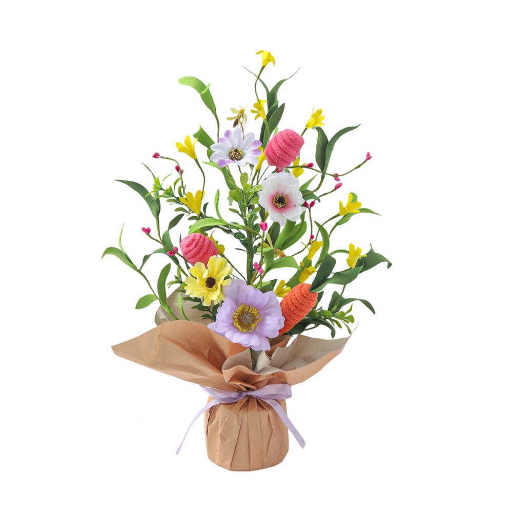 Colorful Easter Egg Display Easter Egg Tree Decoration Artificial Easter Egg Tree with Potted Flowers Spring Table Decorations