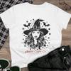 Spellbinding Salem Coffee Co. Women's T-Shirt with Stunning Witch Illustration