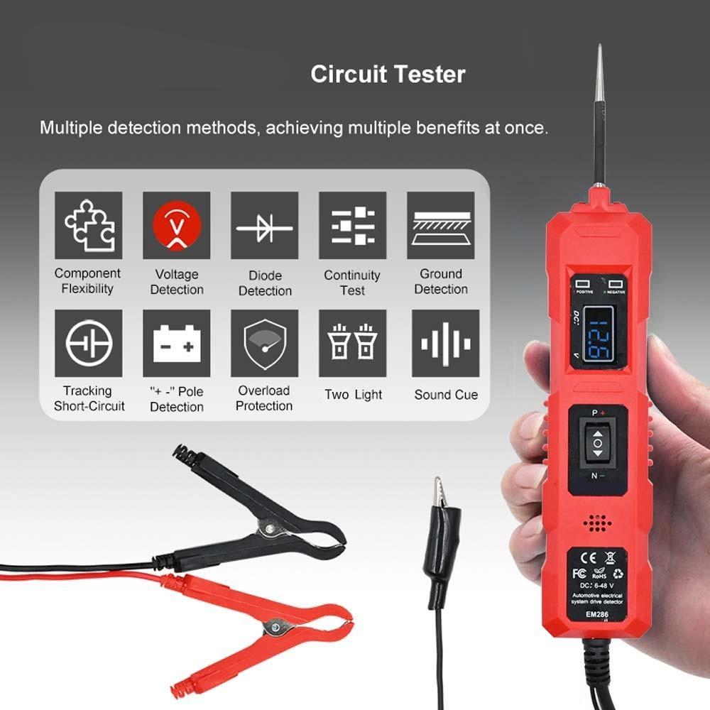 Sonda de Potência Digital Automotiva 6-48V Testador Elétrico de Circuito Dispositivo Sistema