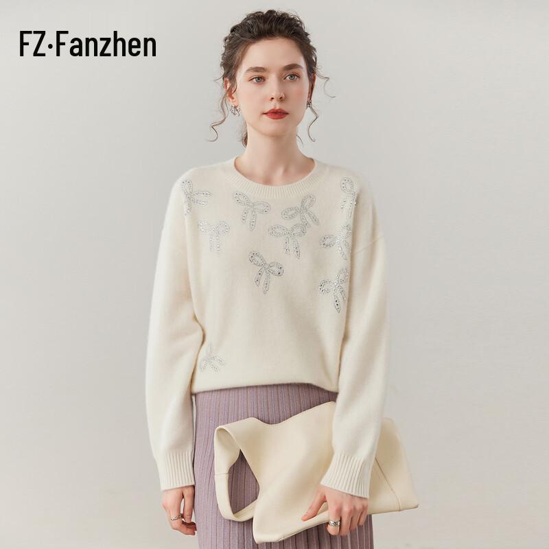 Женский толстый кашемировый свитер Fanzhen One Size белый