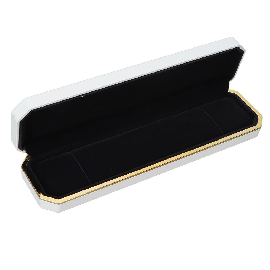 LED Lighted Jewelry Gift Box Rings Bracelet Tray Display Storage Case for Proposal Engagement WeddingWhite