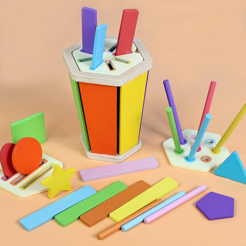 Holzfarbsortierbecher Lernspielzeug für Kleinkinder und Früherziehung