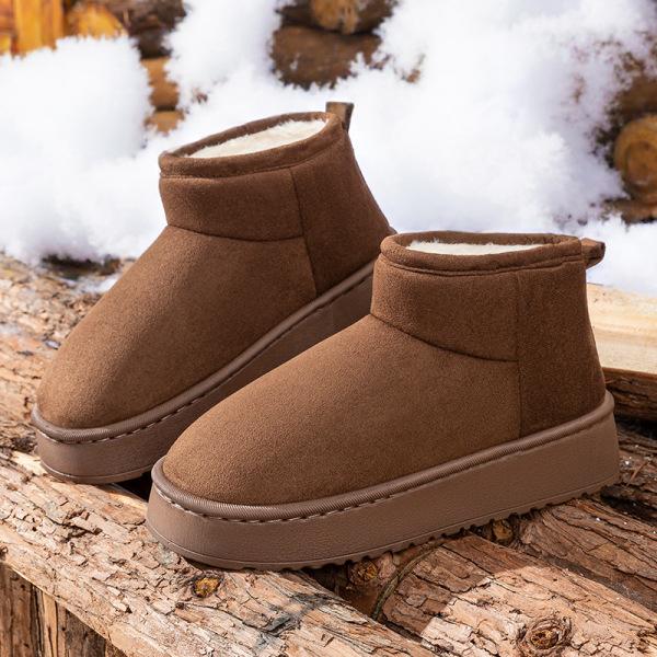 Heel cotton slippers thick-soled velvet thickened winter cold-proof warm cotton shoes simple and versatile outside