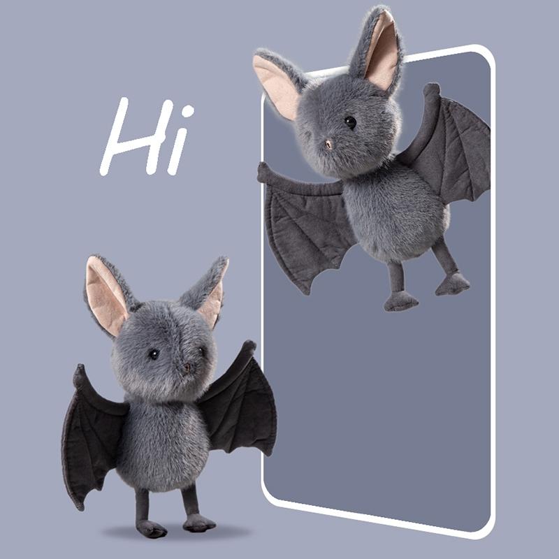 New 26cm Kawaii Hanging Bat Plush Toy Grey Broox Stuffed Animal Doll Cartoon Soft Bat Plushies Home Decor Birthday Gifts Girl
