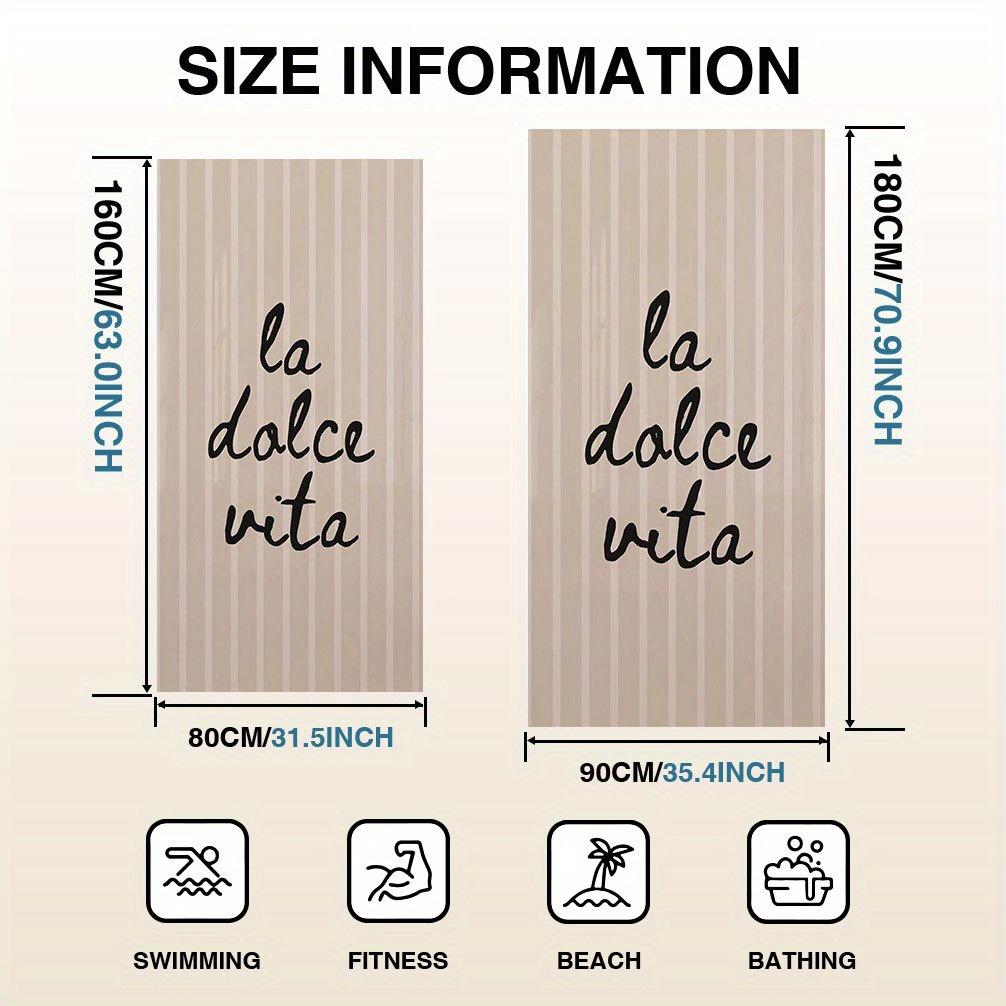1pc La Dolce Vita Beach Towel - Ultra-Soft Quick-Dry Microfiber, Lightweight & Durable for Beach, Pool, Travel, Yoga - Stylish