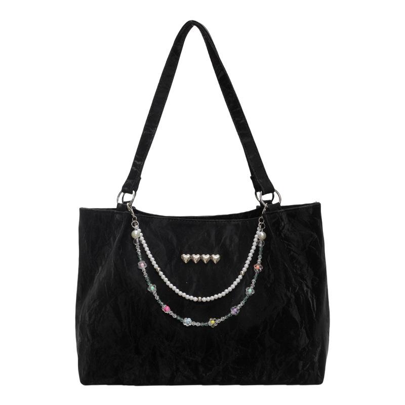 Commuter Bag Women's Large Capacity 2025 New Summer Silver Women's Tote Bag College Student Class Shoulder Bag