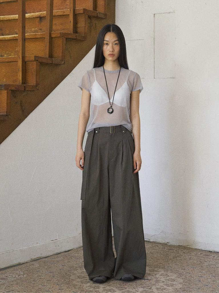 From Wear Belt Detail Wide Pants Charcoal