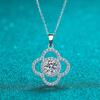 Collana Ciondolo Quadrifoglio in Argento Sterling Donna Pietra Moissanite da 1 Carato Catena a Croce Leggera Gioielli alla Moda