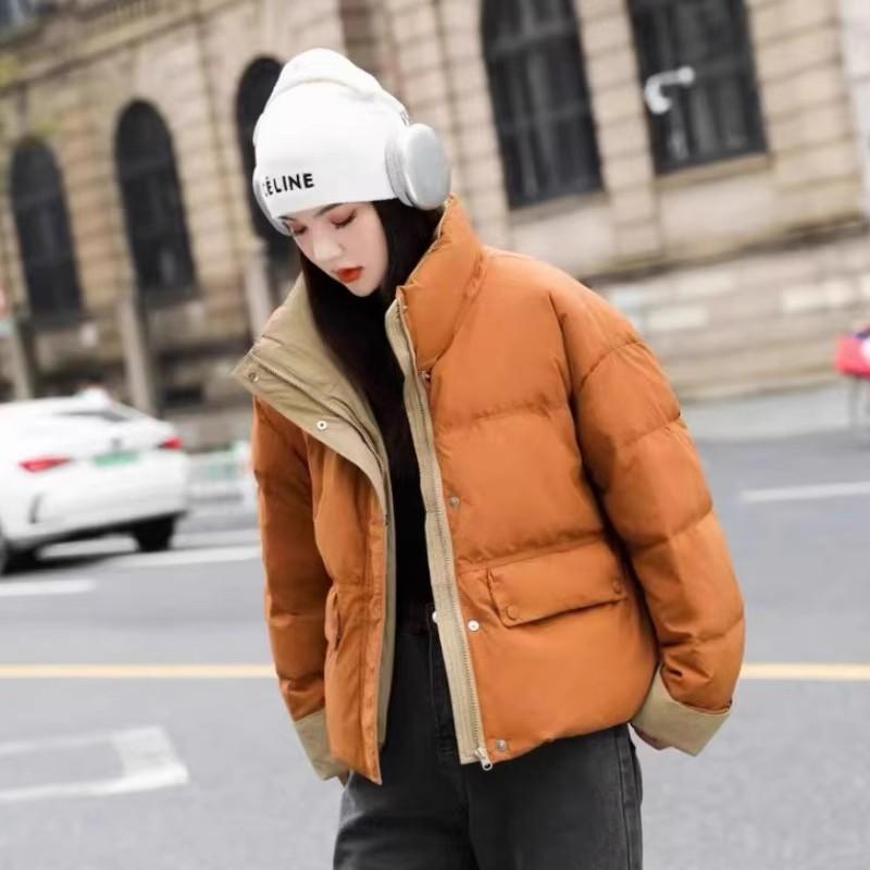 Fashion contrasting color down cotton clothes autumn and winter small man versatile 2024 new women's cotton-padded coat thickened warm
